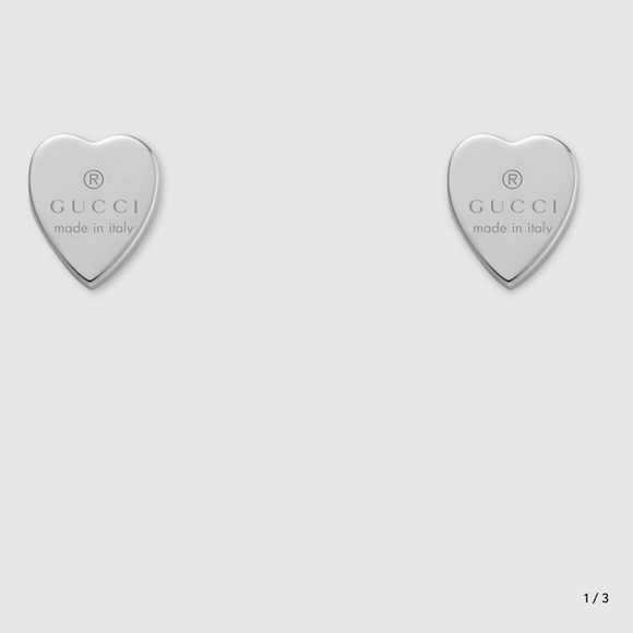 Gucci Silver Heart Logo Stud Earrings - Picture 10 of 12